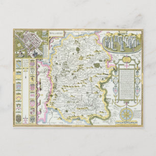 Wiltshire, Gravur von Jodocus Hondius Postkarte