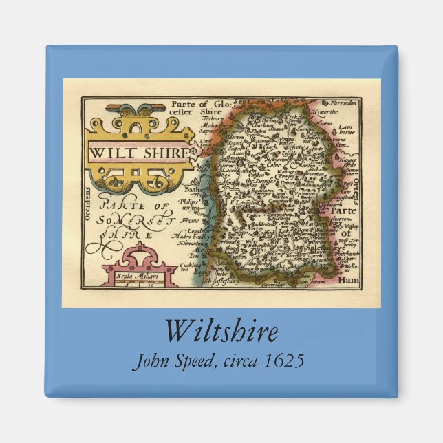 Wiltshire Landkreis England Altes Antiquariat Atla Magnet (Vorne)
