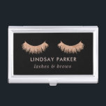 Wimper-Maskenbildner-Schwarz-Visitenkarte-Kasten Visitenkarten Etui<br><div class="desc">Rosen-Goldgeschäfts-Karten-Kasten der Eyelashes-Make-upkünstler-Schwarz-Geschäfts-Karten-Rechtssachen-| stilvoller</div>