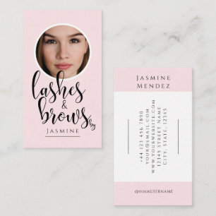Wimpern & Augenbrauen Blush Pink Schwarze Kalligra Visitenkarte
