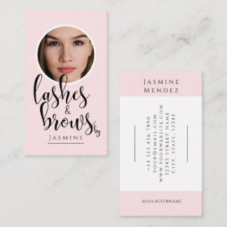 Wimpern & Augenbrauen Blush Pink Schwarze Kalligra Visitenkarte