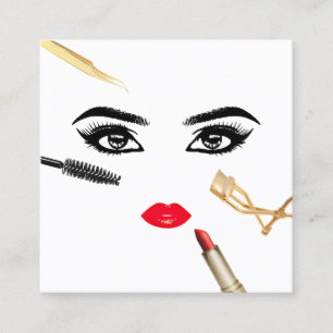 Wimpern Brauen Lippen Makeup-Artist Schönheitssalo Quadratische Visitenkarte