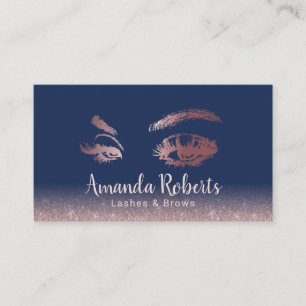 Wimpern Brauen Makeup-Artist Rose Gold Glitter Nav Visitenkarte