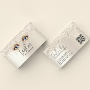 Wimpern Glam Champagner tropfender Glitter Visitenkarte