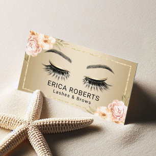 Wimpern Make-up-Artist Modern Floral Gold Salon Visitenkarte
