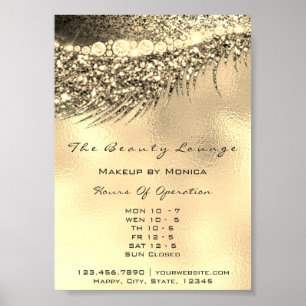 Wimpern Make-up Öffnungszeiten Gold Salon Metal Lu Poster