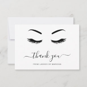 Wimpern Minimalist Elegant Schwarzweiß Geschäft Dankeskarte