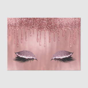 Wimpern mit Roségold Glitter und rosa Tropfen Seidenpapier
