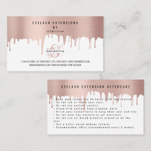 Wimpern Nachsorge Anweisungen Rose Pink Gold Tropf Visitenkarte