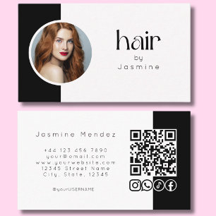 Wimpern Schwarz-Weiß-Foto QR-Code Social Icons  Visitenkarte