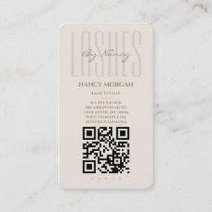 Wimpern Typografie Beige Qr Code Visitenkarte