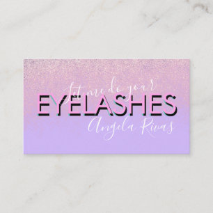 Wimpernsalon-Zitat Pink Violetter Glitter Visitenkarte