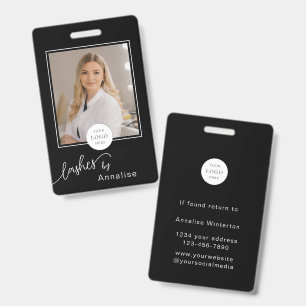 Wimpernstylist Minimal Schwarz Weiß Schrift-Logo-F Ausweis