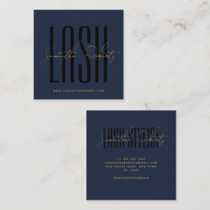 Wimpernstylist moderne Typografieschrift blaues Qu Quadratische Visitenkarte