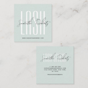 Wimpernstylist moderne Typografieschrift hellblau Quadratische Visitenkarte