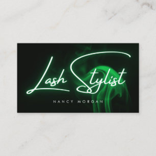 Wimpernstylist-Typografie Grünes Neon Visitenkarte