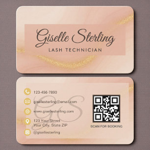 Wimperntechniker Neutral Beige Gold QR-Code Visitenkarte