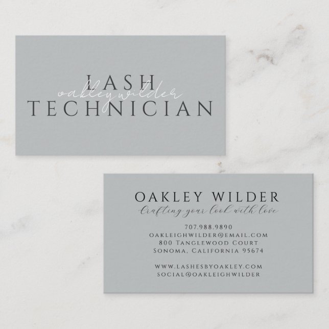 Wimperntechnikerin Gray Visitenkarte (Vorne/Hinten)