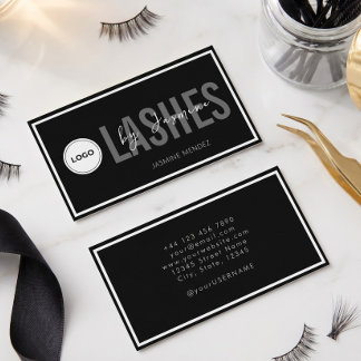 Wimperntechnikerin Modernes Elegantes Schwarz-Weiß Visitenkarte