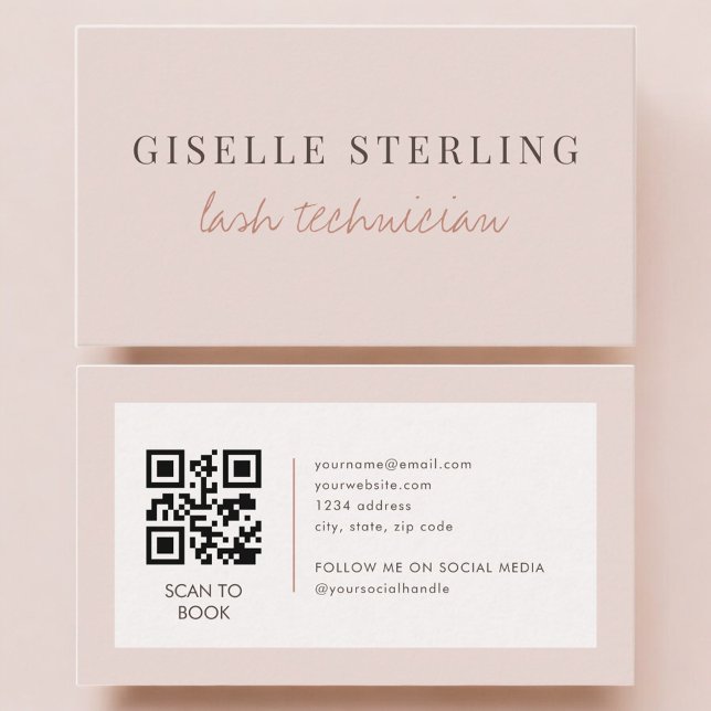 Wimperntechnikerin QR-Code Blush Rosa  Visitenkarte (Von Creator hochgeladen)