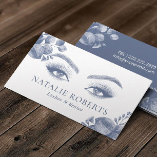 Wimpernverlängerung Elegant Blue Botanical Salon Visitenkarte