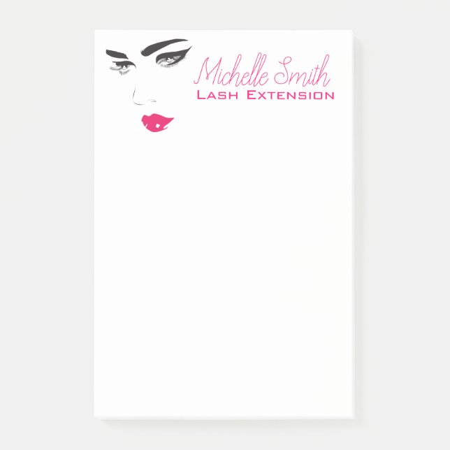 Wimpernverlängerung lange Wimpern rosa Lippen Post-it Klebezettel (Vorderseite)