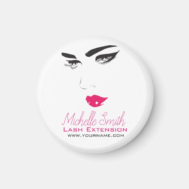 Wimpernverlängerung rosa Lippen lange Wimpern Magnet (Vorne)