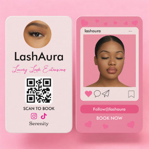 Wimpernverlängerungen Pink QR-Code Foto Visitenkarte