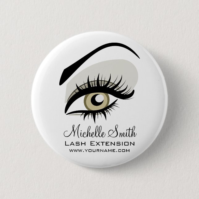 Wimpernverlängerungsfirma Branding von Eye long la Button (Vorderseite)