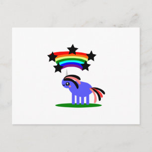 Wimsical Unicorn und Happy Hippy Rainbow Postkarte