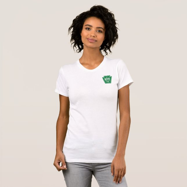 WIN Logo Damen T-Shirt mit QR-Code auf der Rücksei (Vorne ganz)