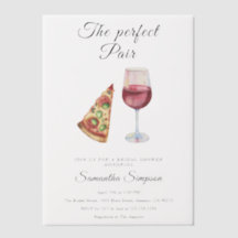 Wina und Pizza Aquarell-Junggesellinnenabschied