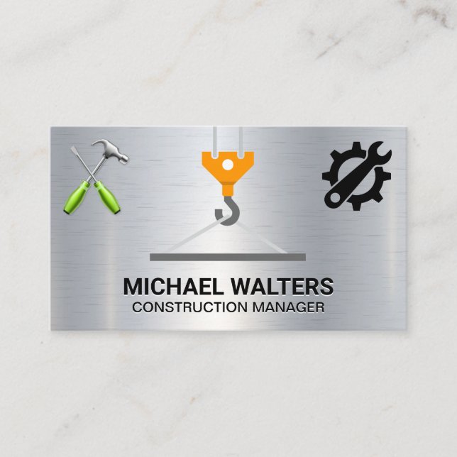 Winch Crane Construction | Gebäude Tools Visitenkarte (Vorderseite)