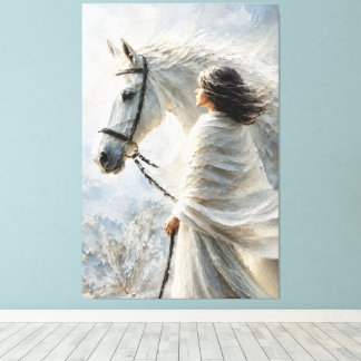 Wind and White Horse – Textured Equestrian Portrai Leinwanddruck