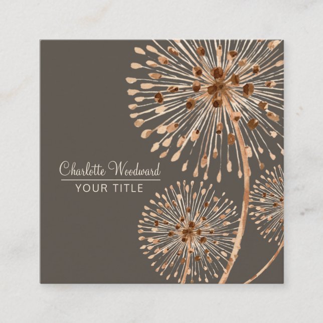 Wind Blowd Dandelions Aquarellfarben Blume Quadratische Visitenkarte (Vorderseite)