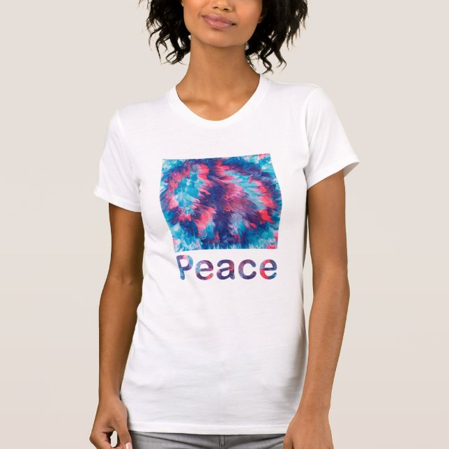 Wind Blown Pink Lila Friedenszeichen und Word-T-Sh T-Shirt (Vorderseite)