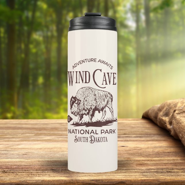 Wind Cave National Park Retro Wildlife Design Thermosbecher (Von Creator hochgeladen)