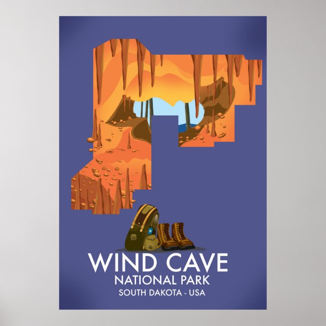 Wind Cave National Park Wanderposter. Poster (Vorne)