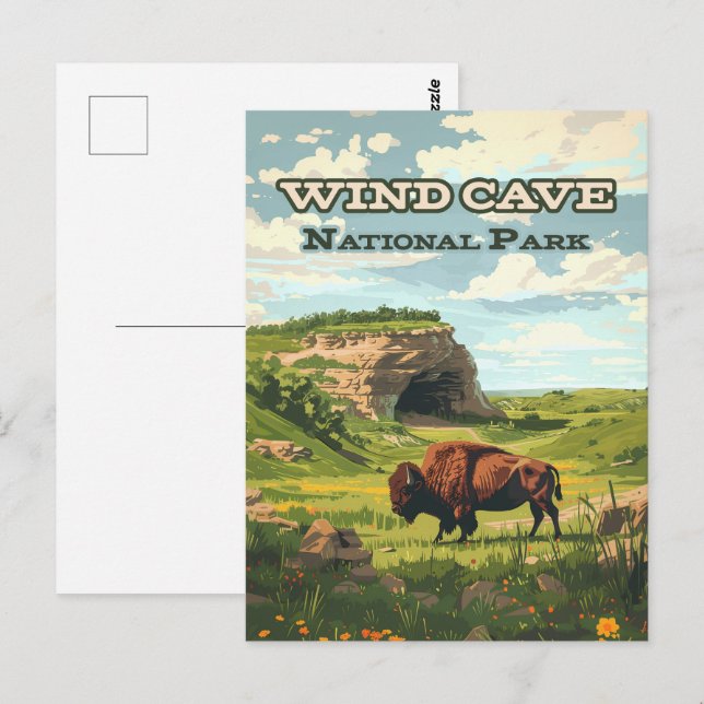 Wind Cave Nationalpark Bison South Dakota Postkarte (Vorne/Hinten)