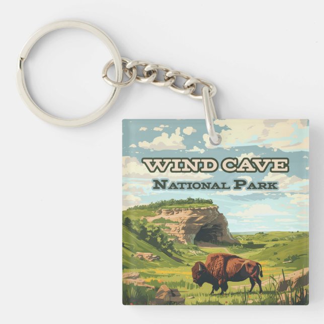 Wind Cave Nationalpark Bison South Dakota Schlüsselanhänger (Vorderseite)