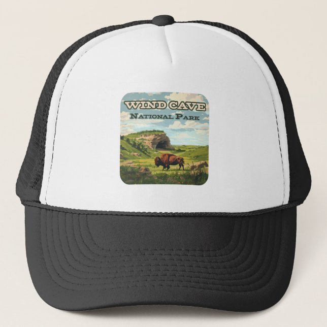 Wind Cave Nationalpark Bison South Dakota Truckerkappe (Vorderseite)
