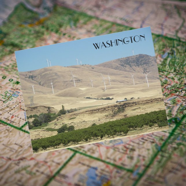 Wind Farms Train - Wind Staat Postkarte (In Situ Map)