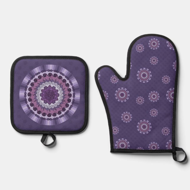 Wind Mandala Ofenhandschuh & Topflappen-Set (Vorderseite)