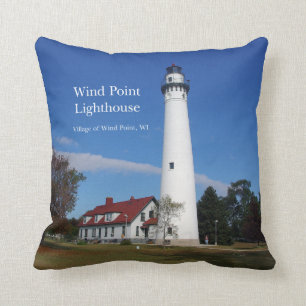 Wind Point Lighthouse Quadrat Kissen