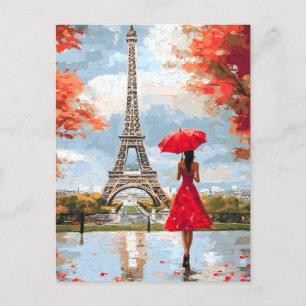 Wind Romance Paris Chic Walk Ankündigungspostkarte