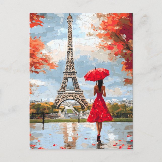 Wind Romance Paris Chic Walk Feiertagspostkarte (Vorderseite)
