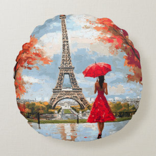 Wind Romance Paris Chic Walk Rundes Kissen