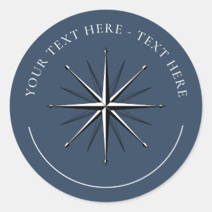 Wind Rose Compass Classic Round Aufkleber