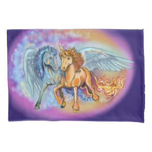 Wind und Flamme, Pegasus und Einhorn Kissenbezug