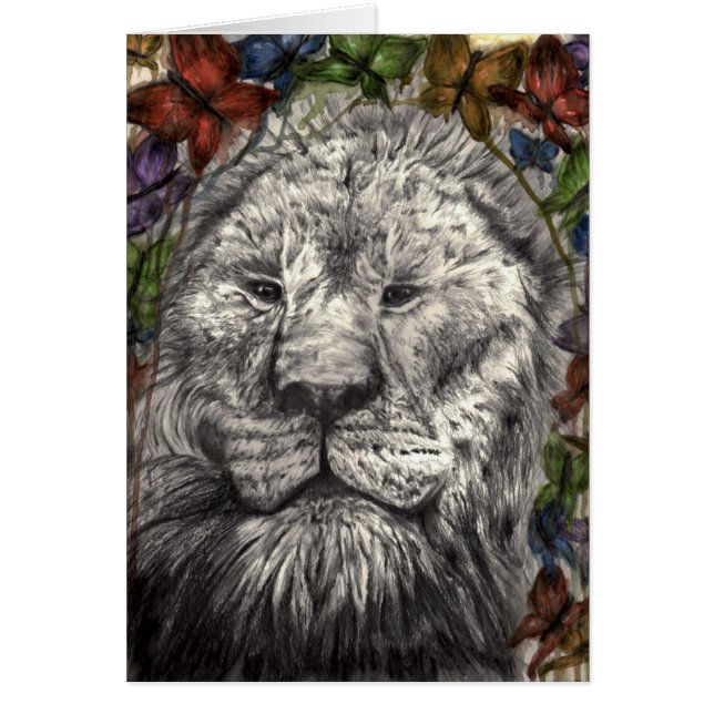 Wind unter meinem Flügel Lion Butterfly Animal Art (Vorne)